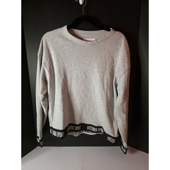 Victoria Sport Tops - Victoria Sport Heather Gray Cropped Elastic Trimmed Sweatshirt Womens Sz Medium